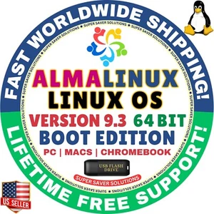 AlmaLinux OS 9.3 | USB Flash Drive | BOOT EDITION | AMD64 | MAC/PC | Alma Linux - Picture 1 of 3