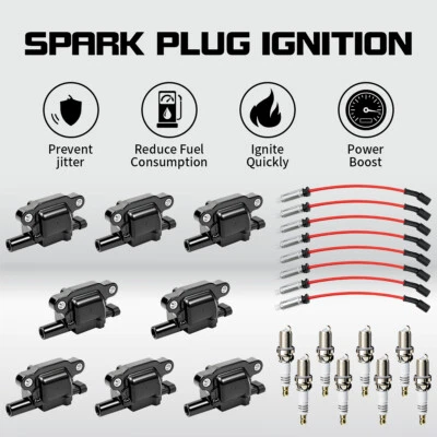 OEM 8X Coil +8X Spark Plug + Wire For Chevy Silverado 1500 GMC 5.3L 6.0L UF413 - Imagem 1 de 4