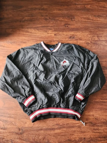 90s STARTER JACKET COLORADO AVALANCHE NHL PULLOVER BLACK MEN'S SIZE LARGE Cover
