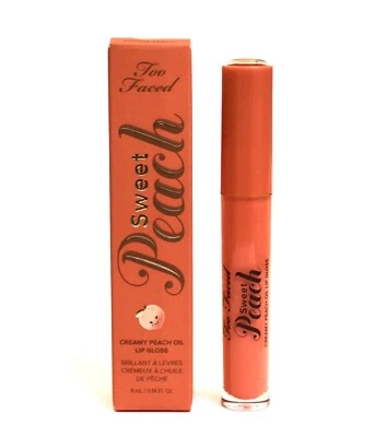 TOO FACED Sweet Peach LIP GLOSS wPeach Oil POPPIN PEACH .14 Oz Full Sz NEW BOXED - Image 1 of 3