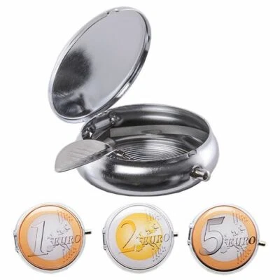 1x Taschen Aschenbecher Euromünze 1 kleiner Reiseaschenbecher Metall Euromünze - Bild 1 von 4