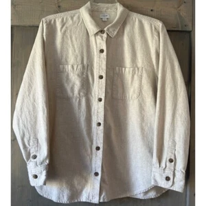 J Crew Flannel Shirt Jacket Shacket Women's Large Soft Oat Pockets Oversized - Bild 1 von 7