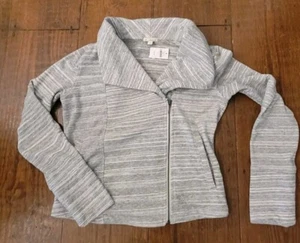 Gap Womans Jacket Sz Small Gray Zip-Up Coat With White Stripes NWT - Picture 1 of 11