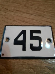 Wintage Enamel White House door plate metal sign number 45 - Picture 1 of 7