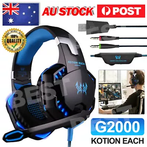 EACH 3.5mm Gaming Headset MIC LED Headphones G2000 for PC Laptop PS4 Xbox One - Picture 1 of 10