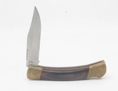 OLYMPIA "EASY RIDER" LOCKBACK WOOD GRIP  POCKET KNIFE  REF: 9844F - Image 1 of 4