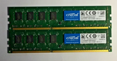 Crucial 16GB (2x 8GB) Kit DDR3 1600MHz PC3-12800 UDIMM Desktop 240-Pin CL11 RAM - Image 1 of 2