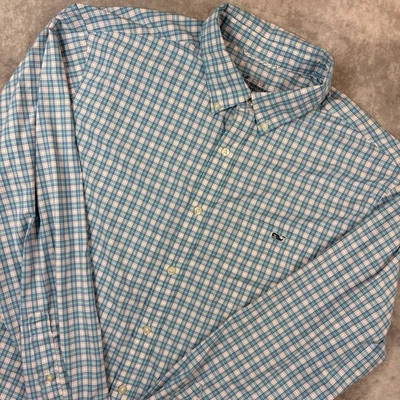 Vineyard Vines Button Down Men’s XL Blue Plaid OTG On The Go Performance Shirt - Image 1 of 4