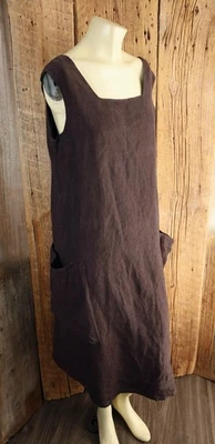 Vestido de lino marrón oscuro Lilith talla XL Foto 1 de 4