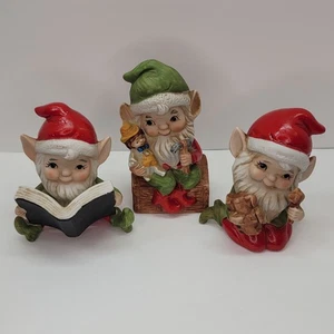 3er Set Vintage Homco Home Interiors Weihnachtselfen Spielzeugmacher Porzellan 5406 (C) - Bild 1 von 10