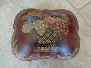 Vtg Signed Raymond Waites Toyo Trading Jewelry Trinket Box Harvest Grapes Mint - Picture 1 of 12