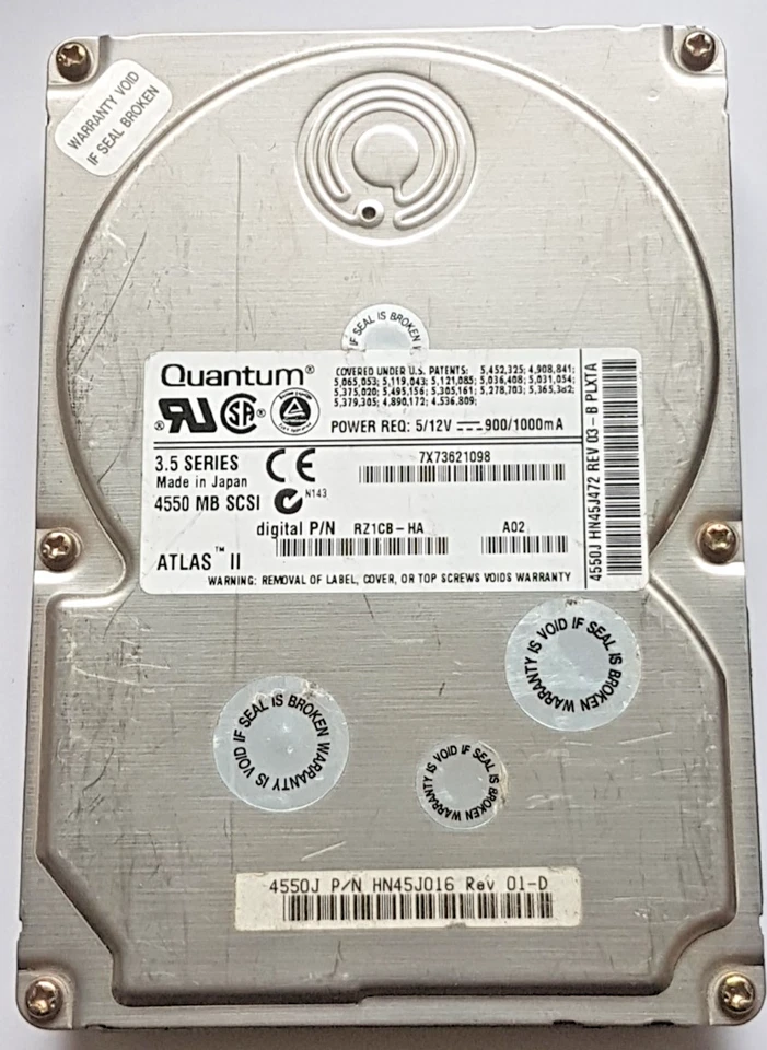 4.5 GB Quantum Atlas II HN45J472 7200RPM Ultra Wide SCSI 80pin 3.5 " Hard Drive - Image 1 of 1