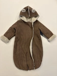 Traje de nieve Baby Gap marrón imitación gamuza saco de banderín unisex esquilar 18-24 meses - Imagen 1 de 7