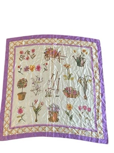ECHO Talbots Floral Print Scarf Garden 34”x34” Spring Easter 100% Silk Purple - Picture 1 of 5