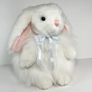 Ty Classic Cashmere The White Bunny Rabbit 2001 Blue Bow Stuffed Animal - Picture 1 of 9