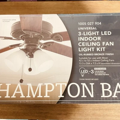 Hampton Bay 3-Light Oil Rubbed Bronze Ceiling Fan Shades LED Light Kit