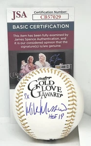 Mike Mussina Yankees Orioles signed Gold Glove Baseball Ball 2 Inscriptions JSA - Picture 1 of 2