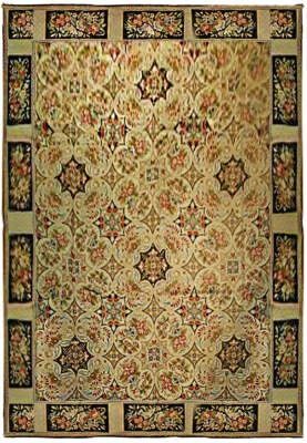 Hand-Woven Rug 9x12 Beige Transitional All-Over Pattern Needlepoint Rug - Image 1 of 4