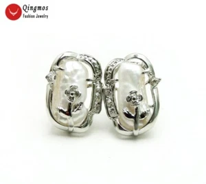 10*14mm Biwa Baroque Pink Pearl Silver Plate Stud Earrings for Women Jewelry 711 - Picture 1 of 29