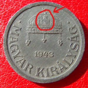 Hungary 2 Filler Miklos Horthy 1943 top nice condition coin with Error on Crown - Picture 1 of 12