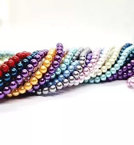 Runde Glas Perle Handwerk Schmuck Basteln Perlmutt Perlen 4 mm, 6 mm und 8 mm - Bild 1 von 41