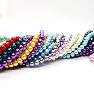 Glass Pearl Beads Craft Round Jewellery Crafting Pearlised 4mm 6mm and 8mm - Image 1 of 4