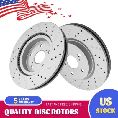 2x Rotores de freio a disco dianteiros perfurados para Toyota RAV4 Avalon Camry 2019 - 2023 - Imagem 1 de 4