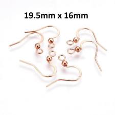50 pcs (25 pairs) 304 Stainless Steel Rose Gold Flat Earring Hooks 19.5mm x 16mm