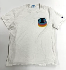 VINTAGE Champion T Shirt Men’s Large White 90s Made In USA (True Size Medium) - Picture 1 of 8
