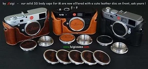 LUIGI's SOLID STAINLESS STEEL+LEATHER BODY CAP x LEICA M9,M8,M7,M6,M5,M4,M3,M2+ - Picture 1 of 12