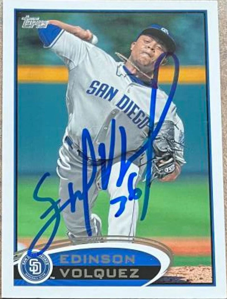 Topps #477 2012 autografiado por Edinson Volquez Foto 1 de 1