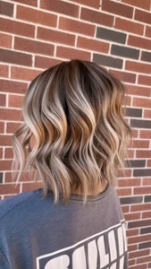 Balayage Aschbraun mit blondem Highlight 100% Echthaar Perücken Lace Front Perücken - Bild 1 von 4