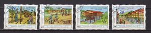 Laos 1987 Obdachlosenunterkunft 4 Marken gestempelt / TE5445 - Bild 1 von 1