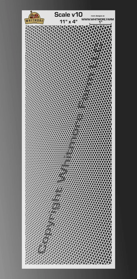 WHITMORE FARM LLC Scale v10 Large Format Mesh Fishing Lure Airbrush Stencil 11x4 - Mylar Reusable