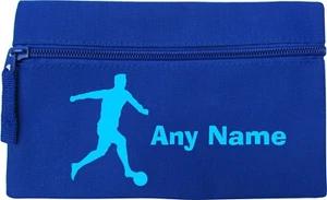 Footballer Print Blue Personalised Kids Child School Pencil Case B-day Xmas - Picture 1 of 10