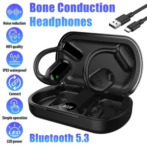 Wireless 5.3 Bluetooth Outdoor Bone Conduction Headphones Earbuds Sport Earbuds - Photo 1 sur 18