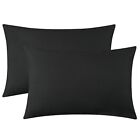 Pillow Cases Standard Size Set of 2 - Black Envelope Closure Brushed Microfib...
