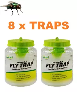 ((8)) Rescue Reusable Non-Toxic Fly Trap & Attractant Outdoor Fly Trap Bundle 8 - Picture 1 of 12