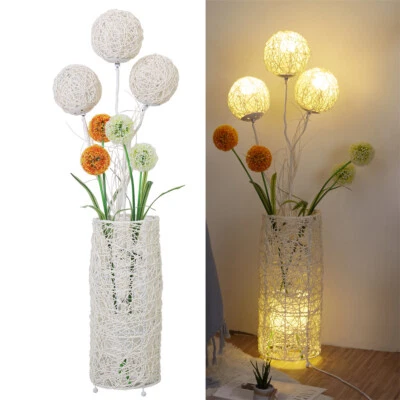 Novedad Lámpara de Pie Regulable Sala de Estar LED Luz de Ratán Linterna de Árbol Foto 1 de 4