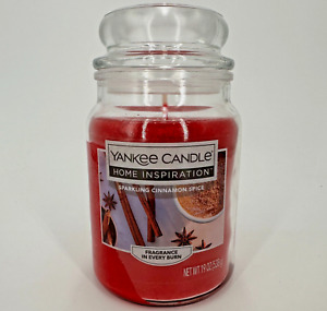 Yankee Candle 19oz Large Glass Jar/Lid Sparkling Cinnamon Sprice Red Christmas
