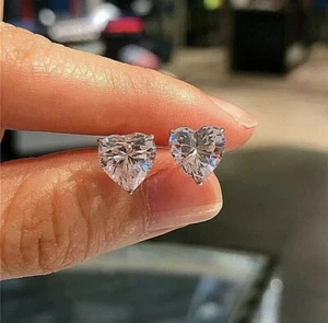 4 Karat Kostüm Weiß Behandelt Diamant Nieten Herz Form VVS1 Zertifiziert! Braut - Bild 1 von 8