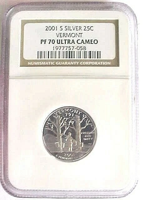 2001-S Vermont Silver Quarter NGC PF70 Ultra Cameo Proof State Quarter - Image 1 of 1
