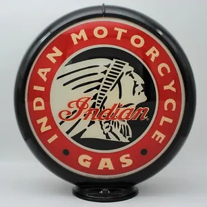 INDIAN MOTORCYCLE HEAD DESIGN 13.5" Gas Pump Globe - SHIPS FULLY ASSEMBLED!!  - Picture 1 of 8