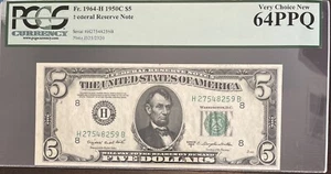 1950 C $5 PCGS 64 PPQ VERY CHOICE NEW FEDERAL RESERVE NOTE. St.LOUIS, MISSOURI - Picture 1 of 5
