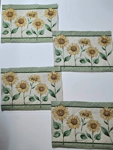 Woven Tapestry Placemats Sunflowers 18in X 13in Set Of 4 - Picture 1 of 11