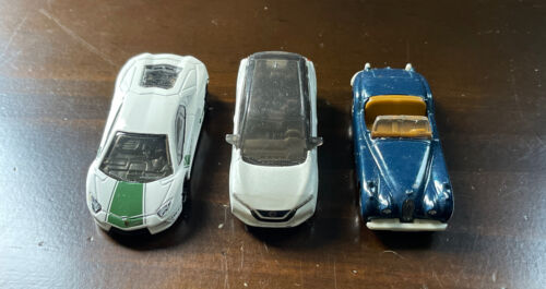 Lot Of 3 Matchbox + Hotwheels Cars Jaguar Nissan Lamborghini