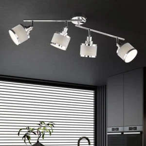 Lampada Spot Plafoniera Binario Faretti 4-Flammig E14 Grigio Cromo Mobile - Foto 1 di 5