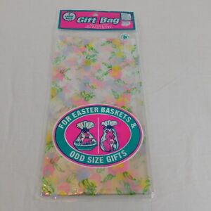 Large Gift Wrap Bag Easter 2 in Pkg Wrapping Baskets Pink Yellow Flower Odd Size