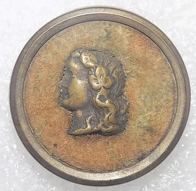 Unique Antique Tin Back Perfume Button w/ Female Bust on Velvet 7/8" Dia. - Image 1 of 4