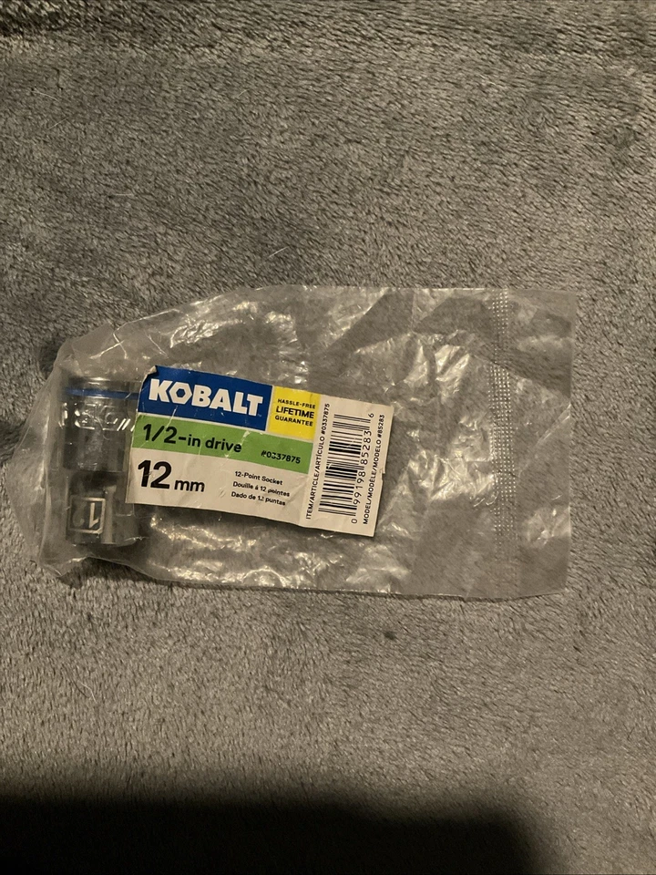 KOBALT 337875,  12mm  1/2 Drive 12pt Metric Socket- Blue Stripe - Store Pkging - Image 1 of 1